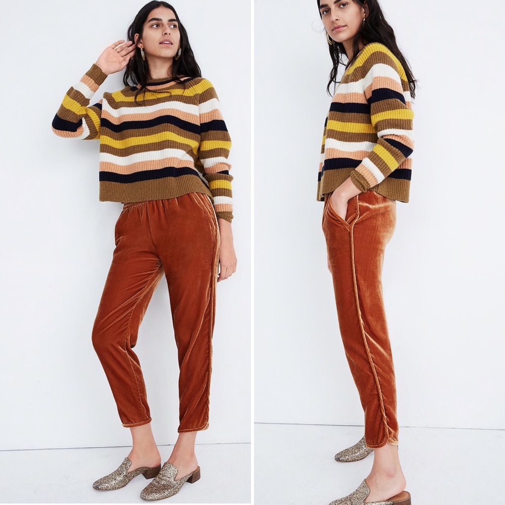 NEW Madewell Luxe- Velvet Gold Trouser Pants